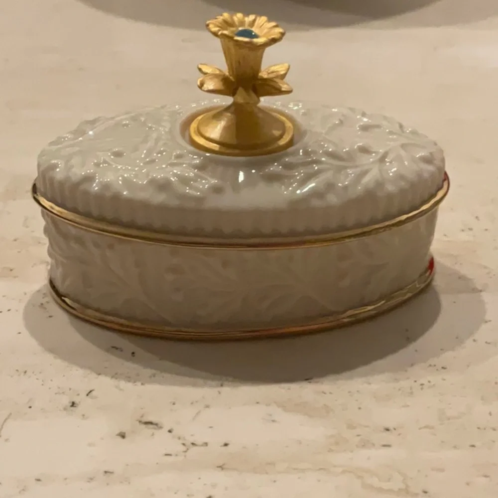 Lenox Trinket Box 1999 Aquamarine Gem Stone March Birthstone Collection Vintage - Picture 3 of 14